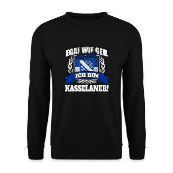 Kasselaner Kassel Kasselanerin Hessen Geschenk - Unisex Pullover - Schwarz - Vorne - Alina (178cm) & Michal (187cm)
