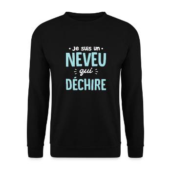 Neveu qui déchire drole - Sweat-shirt Unisexe - noir - Devant - Alina (178cm) & Michal (187cm)