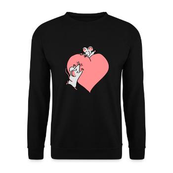 großes Herz - Unisex Pullover - Schwarz - Vorne - Alina (178cm) & Michal (187cm)