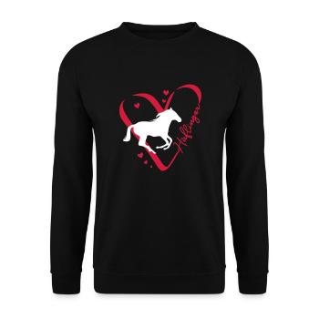 Haflinger Herz - Unisex Pullover - Schwarz - Vorne - Alina (178cm) & Michal (187cm)