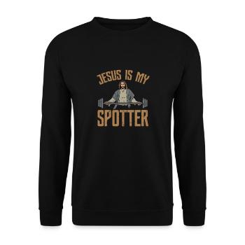Jesus is my spotter - Unisex Pullover - Schwarz - Vorne - Alina (178cm) & Michal (187cm)