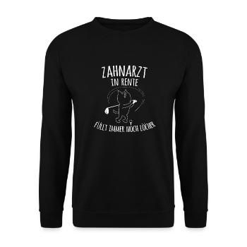 Zahnarzt Dentistin Rente Golf Shirt Geschenk - Unisex Pullover - Schwarz - Vorne - Alina (178cm) & Michal (187cm)