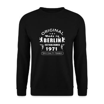 made_in_berlin1971_02 - Unisex Pullover - Schwarz - Vorne - Alina (178cm) & Michal (187cm)