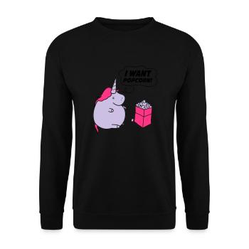 unicorn_want_popcorn_002 - Sweat-shirt Unisexe - noir - Devant - Alina (178cm) & Michal (187cm)