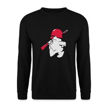 Schneemann soldat gewehr flinte - Unisex Pullover - Schwarz - Vorne - Alina (178cm) & Michal (187cm)