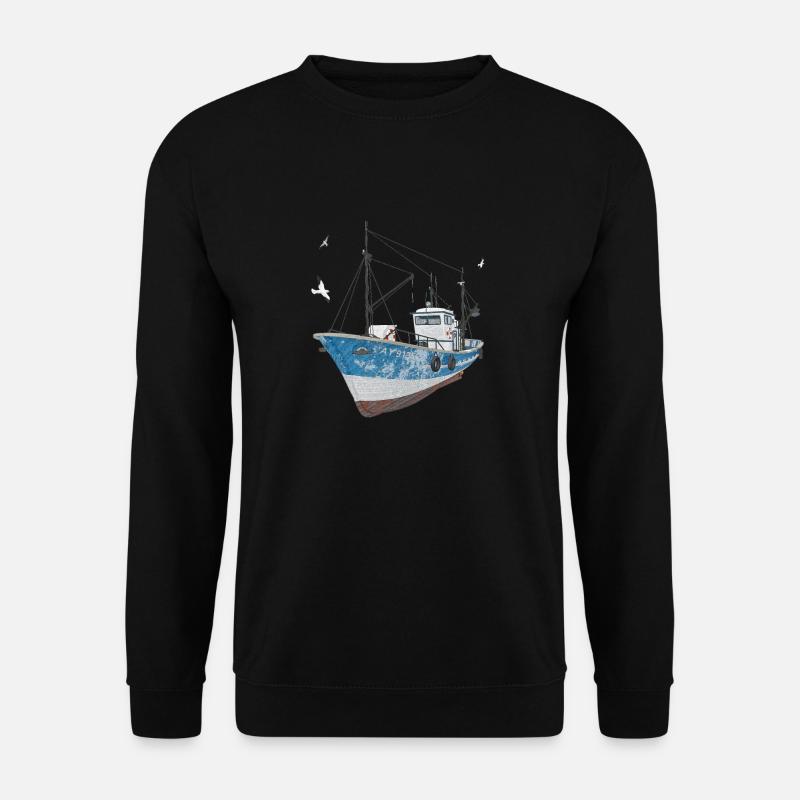 Fischkutter mit Seemöwen - Unisex Pullover - Schwarz