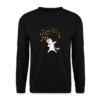 Licorne avec baguette magique, étoiles, personnalisable - Sweat-shirt Unisexe - noir - Devant - Alina (178cm) & Michal (187cm)