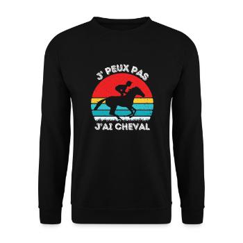 J Peux Pas J ai Cheval 4 - Sweat-shirt Unisexe - noir - Devant - Alina (178cm) & Michal (187cm)