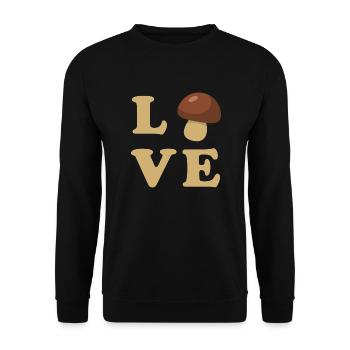 Pilz Pilzsammler Liebe - Unisex Pullover - Schwarz - Vorne - Alina (178cm) & Michal (187cm)