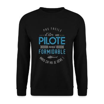 Pilote Hélicoptère formidable cadeau métier pilote - Sweat-shirt Unisexe - noir - Devant - Alina (178cm) & Michal (187cm)