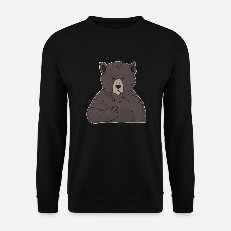 Mürrischer Braunbär with middle finger - Unisex Sweatshirt - black