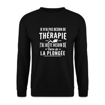 thérapie plongée / citation plongeur - Sweat-shirt Unisexe - noir - Devant - Alina (178cm) & Michal (187cm)