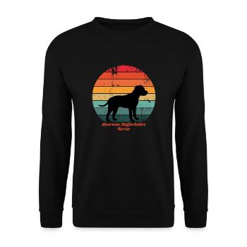 Retro American Staffordshire Terrier - Unisex Pullover - Schwarz - Vorne - Alina (178cm) & Michal (187cm)