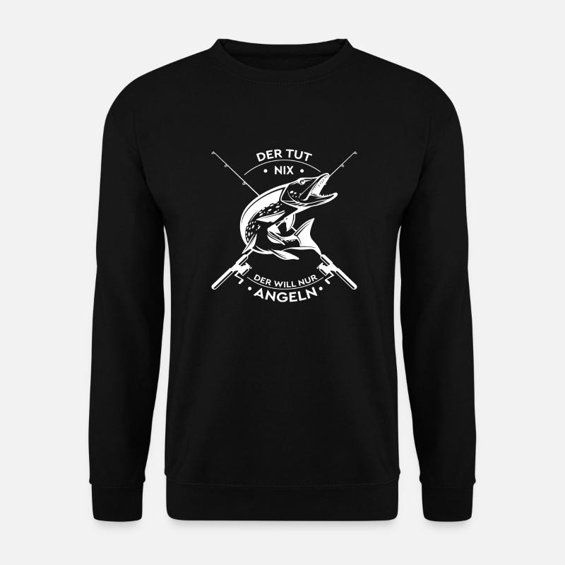 Angel Fisch Fish Fischer Angeln Geschenk Lustig - Unisex Pullover - Schwarz