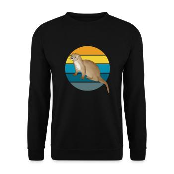 Fischotter vintage retro - Unisex Pullover - Schwarz - Vorne - Alina (178cm) & Michal (187cm)