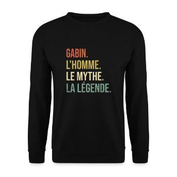 Gabin L'homme Le Mythe La Légende Cadeau Humour - Sweat-shirt Unisexe - noir - Devant - Alina (178cm) & Michal (187cm)
