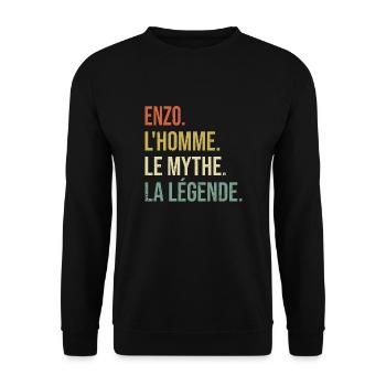 Enzo L'homme Le Mythe La Légende Cadeau Humour - Sweat-shirt Unisexe - noir - Devant - Alina (178cm) & Michal (187cm)