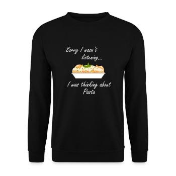 Penser aux pâtes manger des nouilles Spaghetti - Sweat-shirt Unisexe - noir - Devant - Alina (178cm) & Michal (187cm)