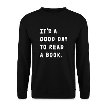 C’est une bonne journée pour lire un livre - Sweat-shirt Unisexe - noir - Devant - Alina (178cm) & Michal (187cm)