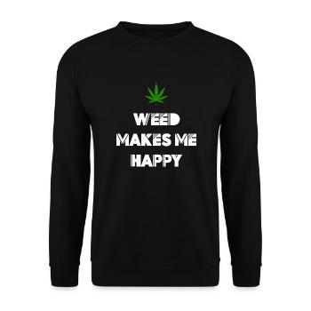 l’herbe me rend heureux cannabis marijuana - Sweat-shirt Unisexe - noir - Devant - Alina (178cm) & Michal (187cm)