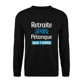 Retraite apéro pétanque toute l'année retraite - Sweat-shirt Unisexe - noir - Devant - Alina (178cm) & Michal (187cm)