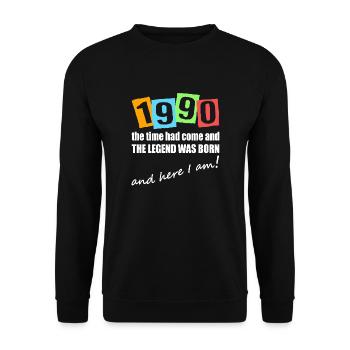 Legend born in 1990. Birthday motif - Unisex Sweatshirt - black - Front - Alina (178cm) & Michal (187cm)