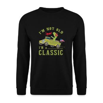 I'm not old i'm a classic t rex dinosaur riding ca - Unisex Sweatshirt - black - Front - Alina (178cm) & Michal (187cm)