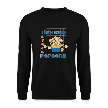 Junge mag Popcorn Delicious Popcorn Esser - Unisex Pullover - Schwarz - Vorne - Alina (178cm) & Michal (187cm)