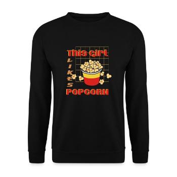 Mädchen mag Popcorn Leckerer Popcorn-Esser - Unisex Pullover - Schwarz - Vorne - Alina (178cm) & Michal (187cm)