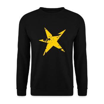 Gelber Vintage Stern - Unisex Pullover - Schwarz - Vorne - Alina (178cm) & Michal (187cm)
