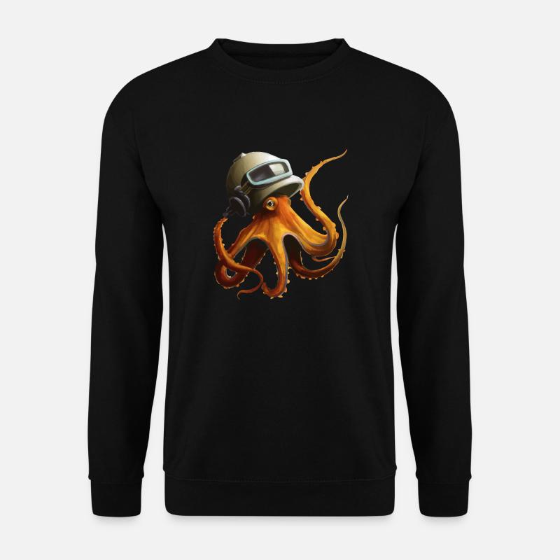 Krake Oktopus mit Helm Geschenkidee - Unisex Pullover - Schwarz