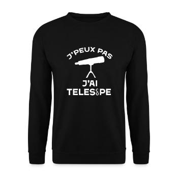 Je peux pas j'ai télescope cadeau astronomie homme - Sweat-shirt Unisexe - noir - Devant - Alina (178cm) & Michal (187cm)