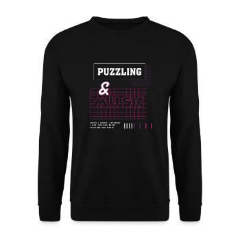 Puzzling and Music Notes Musician Clef Puzzle - Unisex Sweatshirt - black - Front - Alina (178cm) & Michal (187cm)