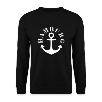 Hamburg Anker Weiß - Unisex Pullover - Schwarz - Vorne - Alina (178cm) & Michal (187cm)