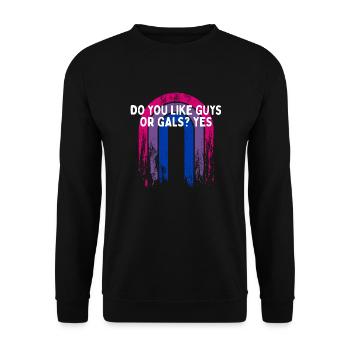 Do You Like Guys or Gals Yes Bisexual LGBTQ Bi - Unisex Pullover - Schwarz - Vorne - Alina (178cm) & Michal (187cm)