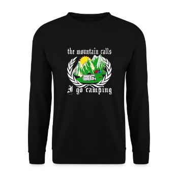 the mountain calls I go camping. Camping on mountains - Unisex Sweatshirt - black - Front - Alina (178cm) & Michal (187cm)