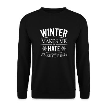 Ich hasse Winter, Ich hasse Schnee und Kälte - Unisex Pullover - Schwarz - Vorne - Alina (178cm) & Michal (187cm)