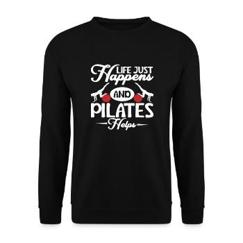 Life Just Happens And Pilates Helps Exercise Fitne - Unisex Sweatshirt - black - Front - Alina (178cm) & Michal (187cm)