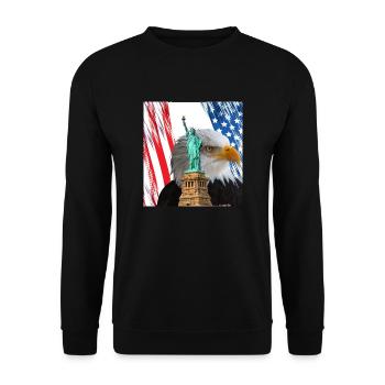 USA, Statue of Liberty and Eagle. - Unisex Sweatshirt - black - Front - Alina (178cm) & Michal (187cm)