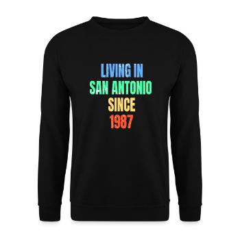 Rétro Vintage vivant à San Antonio depuis 1987 - Sweat-shirt Unisexe - noir - Devant - Alina (178cm) & Michal (187cm)