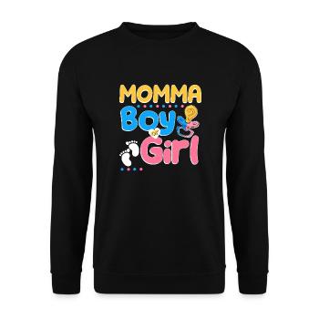 Pink or Blue Momma Loves You Best Mom Ever - Unisex Pullover - Schwarz - Vorne - Alina (178cm) & Michal (187cm)