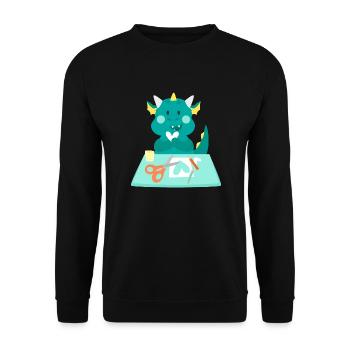Dragon at a crafting station - Unisex Sweatshirt - black - Front - Alina (178cm) & Michal (187cm)