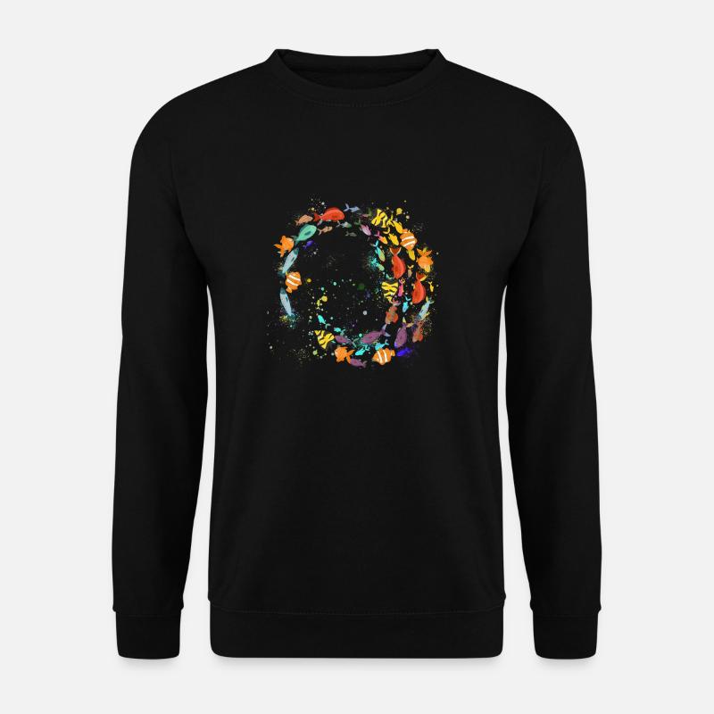 fischschwarm,fische,malerei,blau,tropische fische - Unisex Pullover - Schwarz
