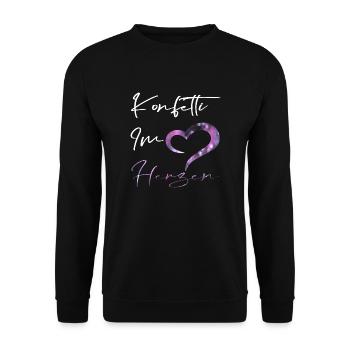 Konfetti im Herzen.. - Unisex Pullover - Schwarz - Vorne - Alina (178cm) & Michal (187cm)