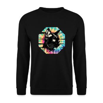 Cat Wearing Headphones | cat wearing earphones - Unisex Sweatshirt - black - Front - Alina (178cm) & Michal (187cm)