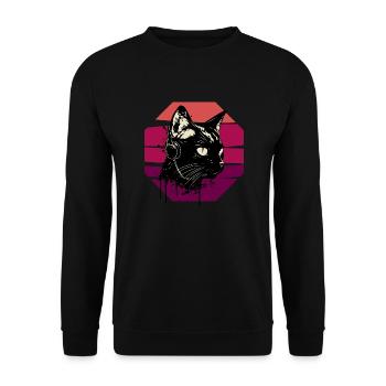 Cat Wearing Headphones | cat wearing earphones - Unisex Sweatshirt - black - Front - Alina (178cm) & Michal (187cm)