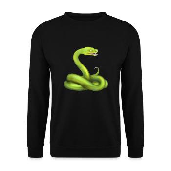 Der Grüne Python Schlange Dschungel Tier - Unisex Pullover - Schwarz - Vorne - Alina (178cm) & Michal (187cm)