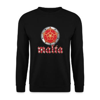 MALTA METALLSCHILD - Unisex Pullover - Schwarz - Vorne - Alina (178cm) & Michal (187cm)