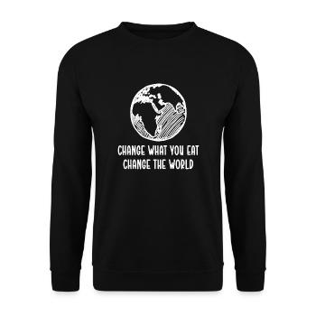 Vegan Geschenksidee für Veganer - Unisex Pullover - Schwarz - Vorne - Alina (178cm) & Michal (187cm)