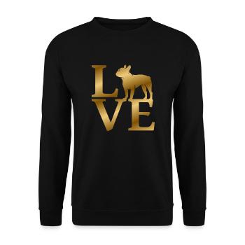Love Französische Bulldogge - Unisex Pullover - Schwarz - Vorne - Alina (178cm) & Michal (187cm)